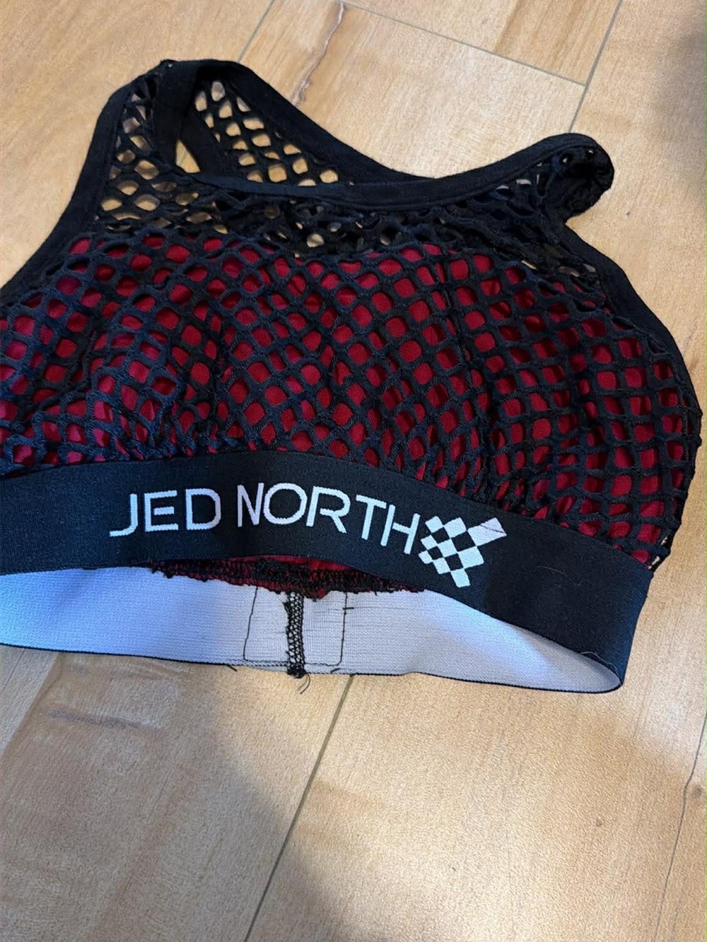 2/12$🩵Jed North Black Mesh Sports Bra with Red Lining